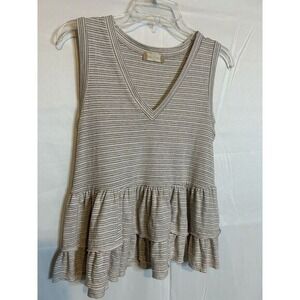 Altar'd State Tank Top Women's XS White Pink Grey Stripes Super Soft